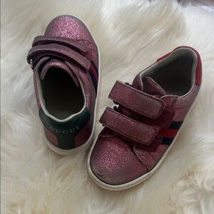 Gucci Pink Glitter Kids Sneakers